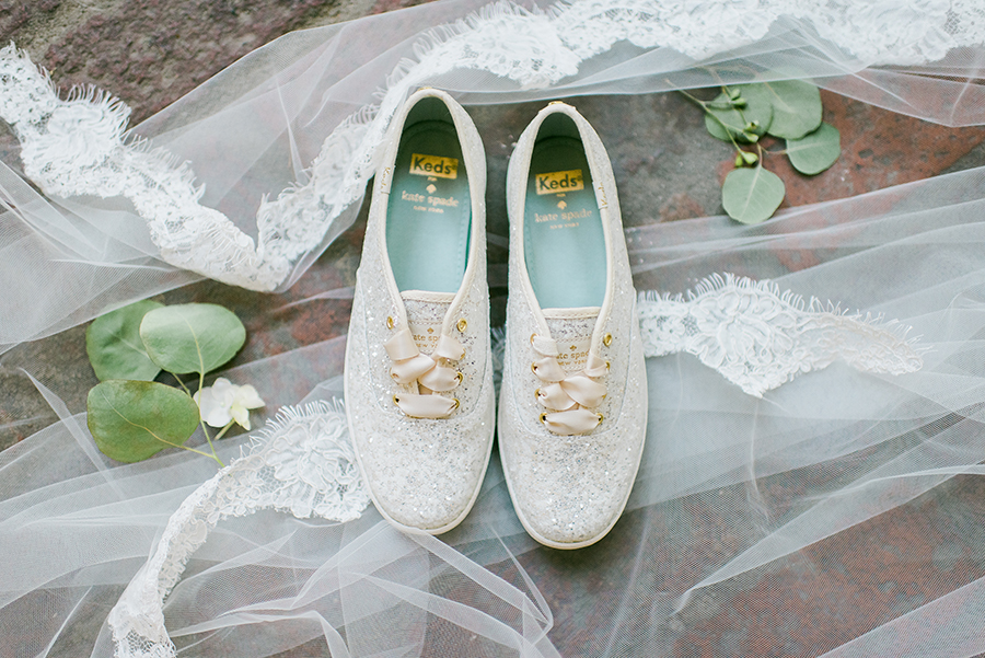 Bride's Ked's wedding shoes styled at The Ribault Club.