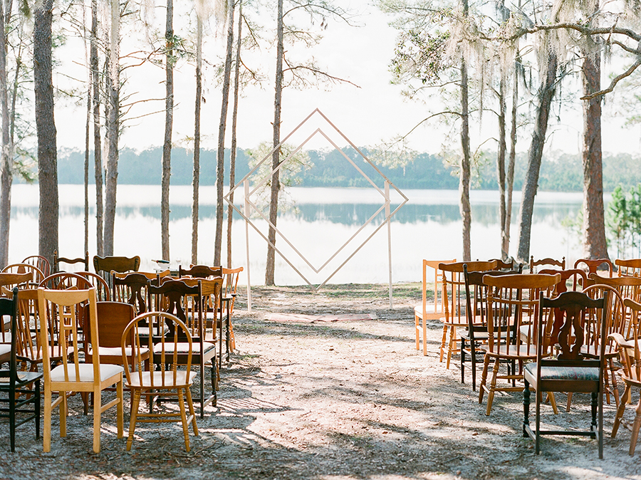 geometric backdrop for ceremony