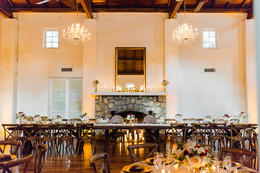 reception with fireplace