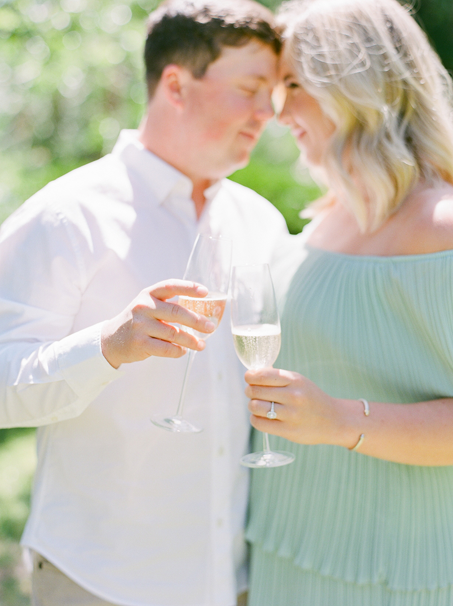 Champagne at Engagement session